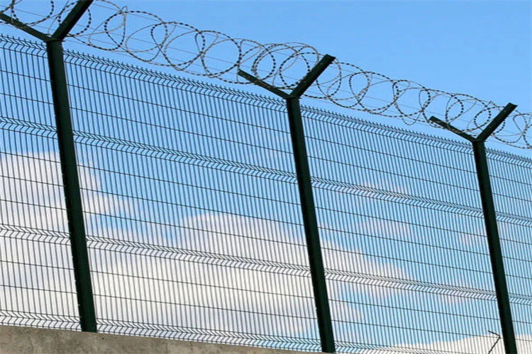 High Security Concertina Razor Wire On The Top Of Airport Perimeter Security Fencing